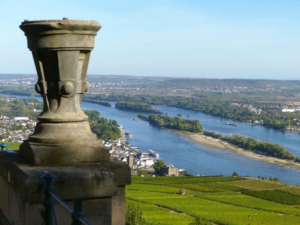 Blick von der Terrasse des Niederwald-Denkmals über den Rhein