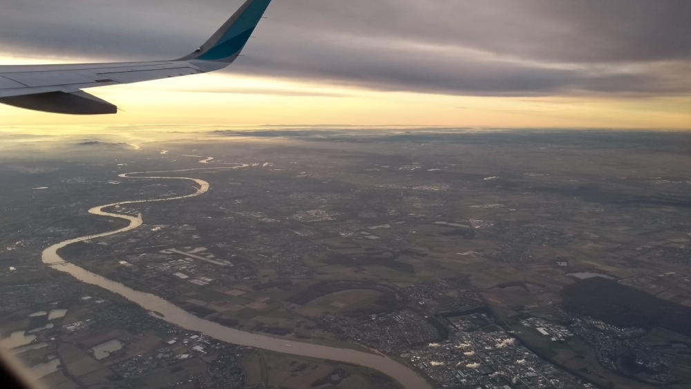 Luftaufnahme von der Donau in Budapest.