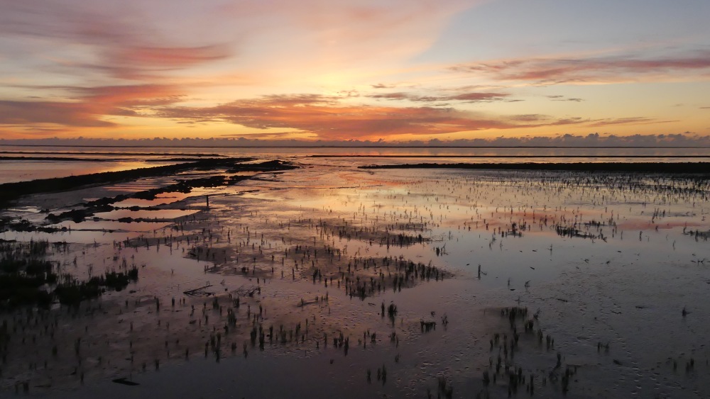 Sonnenuntergang über dem Wattenmeer.